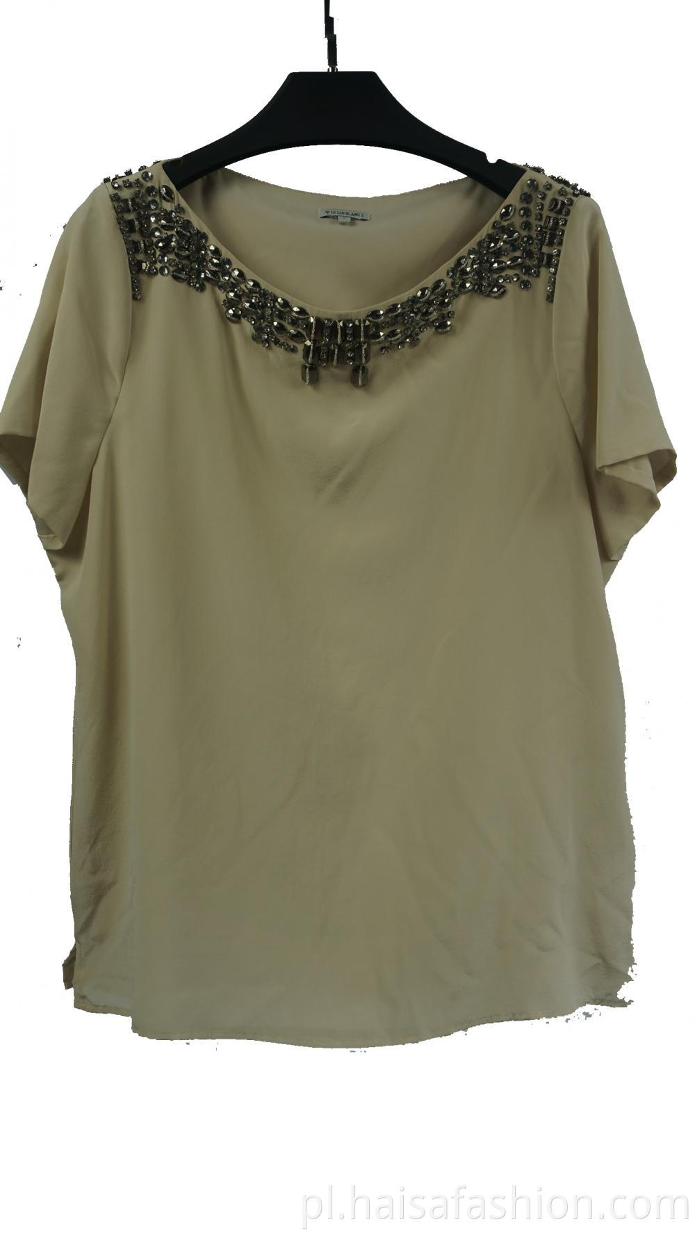 Green Top With Short Sleeves For Ladies